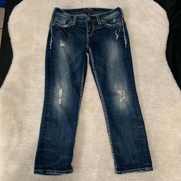 Silver Jeans Aiko Mid Capri Womens Denim Jeans Size 27‎ Pants - Picture 1 of 11